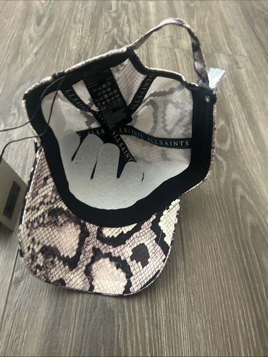 NWT All Saints Snake Print Baseball Cap in Pale Beige and Black main image 9
